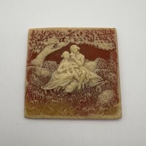 Vintage Cameo Resin Plaque Romantic Couple Scene Decorative Panel